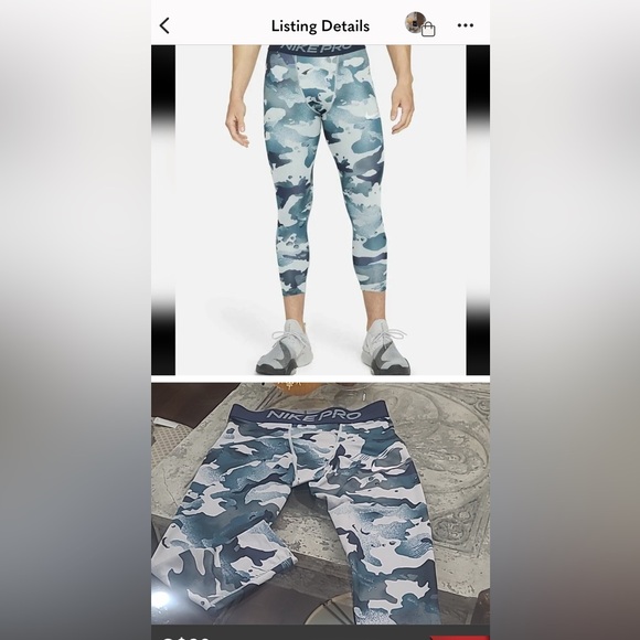 NIKE MEN'S PRO DRI FIT CAMO TRAINING LEGINGS PANTS MEDIUM LIKE NEW - Picture 4 of 4